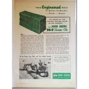 1956 John Deere 14 T Twine Tie Baler Magazine Ad